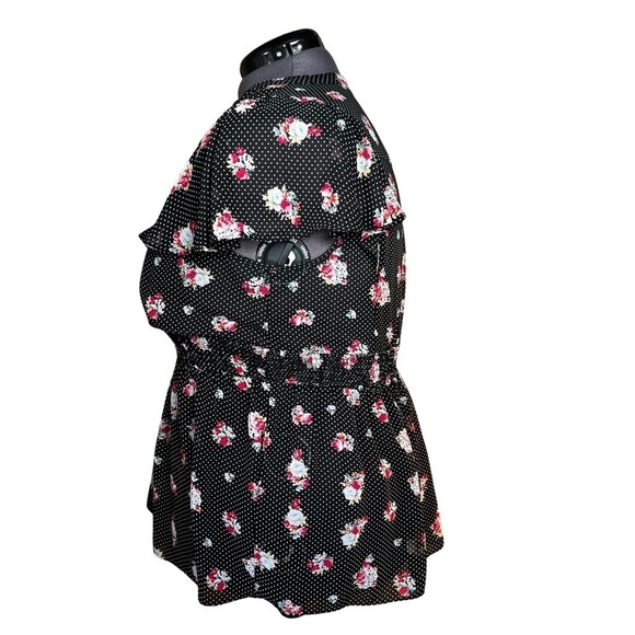 Torrid Black Floral Polka Dot Empire Waist Blouse (Size 2) - Picture 4 of 5